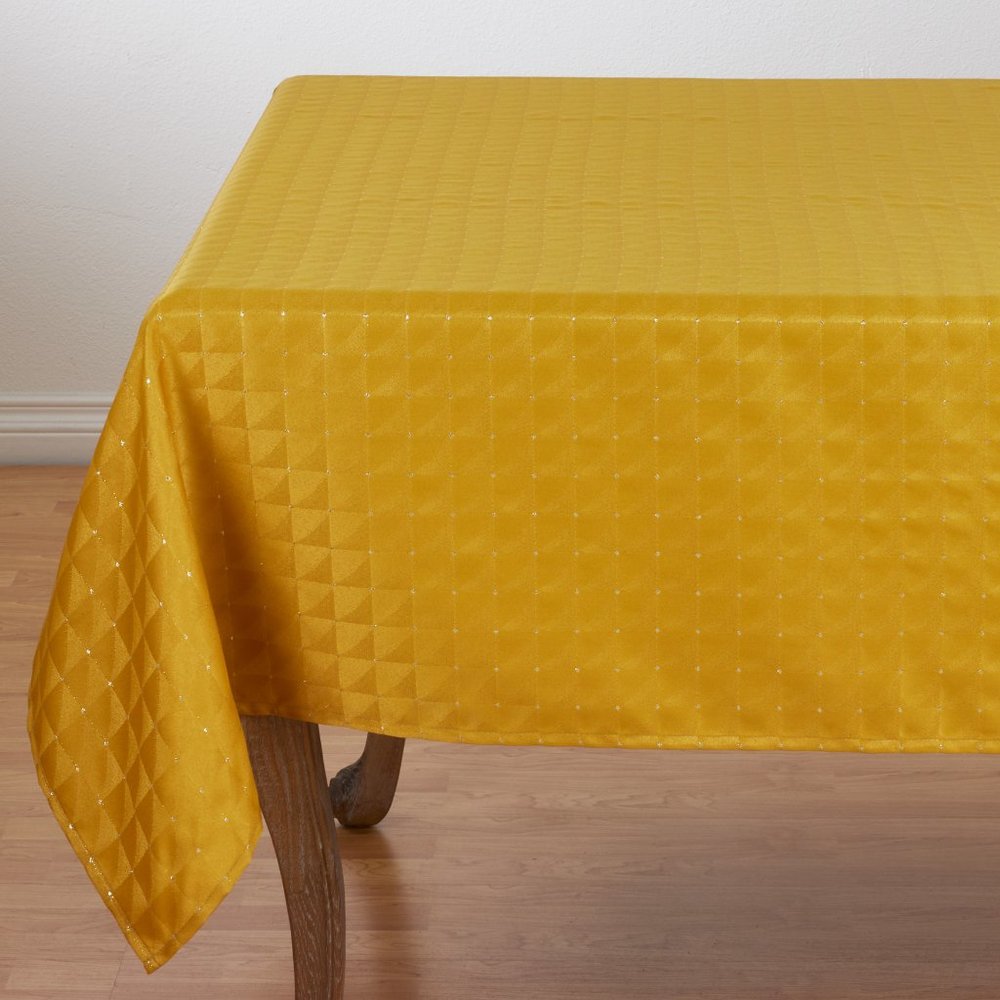 Choose Green or Gold Holiday Checkered Tablecloth, 70" Square